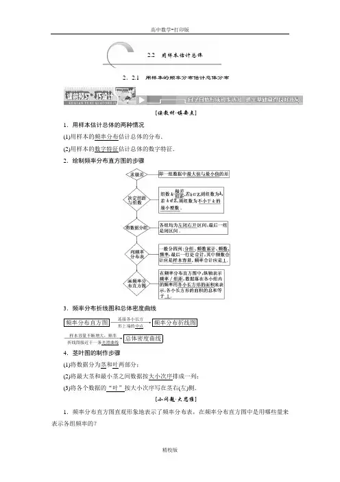 人教版高中数学必修三2.2.1用样本的频率分布估计总体分布