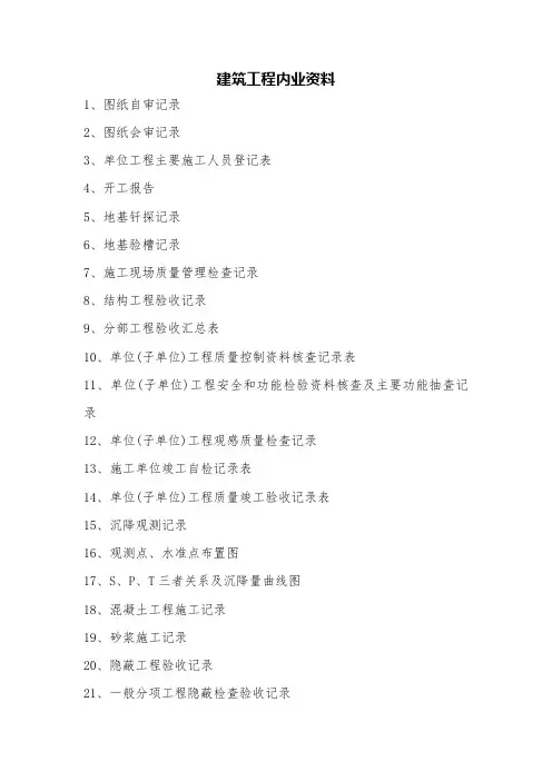 建筑工程内业资料