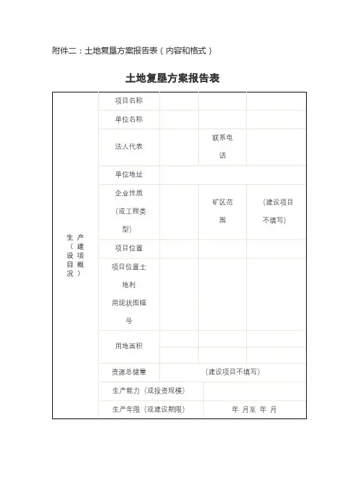 土地复垦方案报告表【模板】