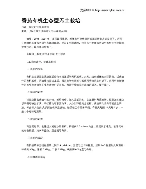 番茄有机生态型无土栽培