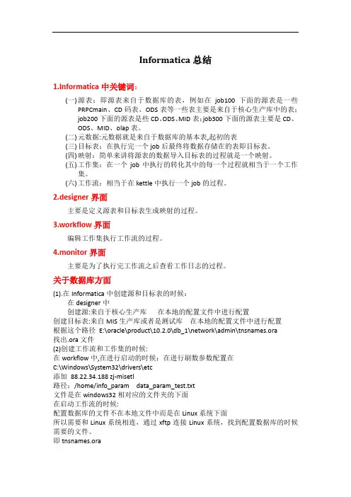 INFORMATICA总结