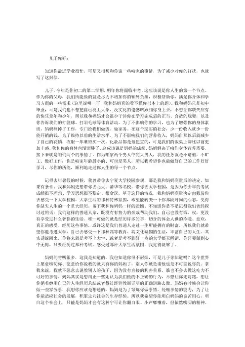 给儿子的一封信