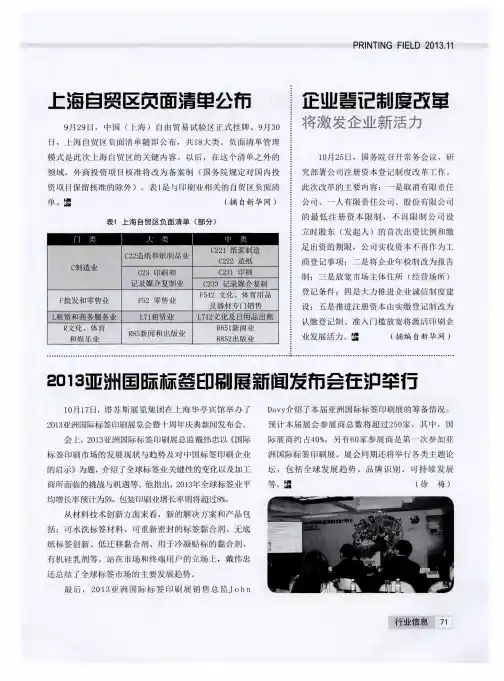 上海自贸区负面清单公布