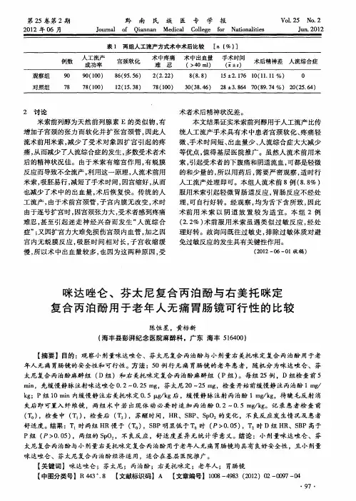 咪达唑仑、芬太尼复合丙泊酚与右美托咪定复合丙泊酚用于老年人无痛胃肠镜可行性的比较