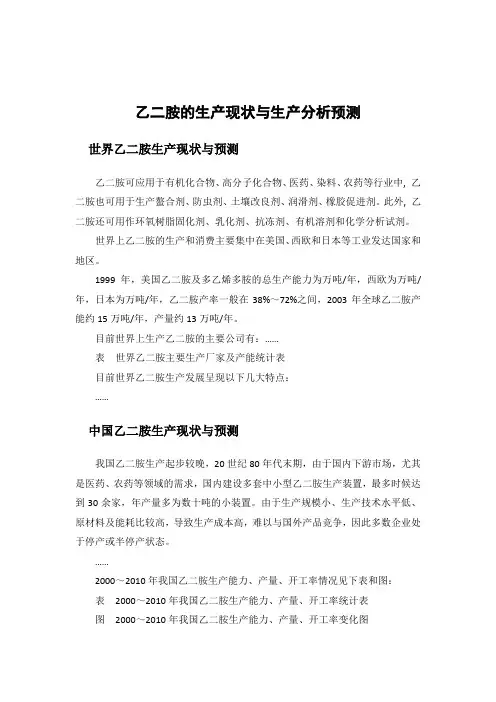 乙二胺的生产现状与生产分析预测
