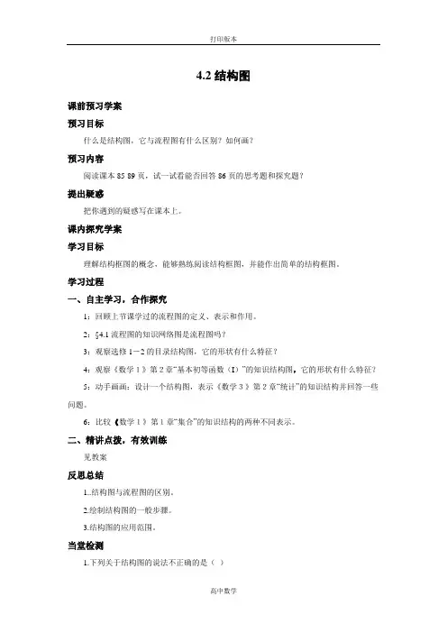 苏教版数学高二- 选修1-2学案 4.2结构图