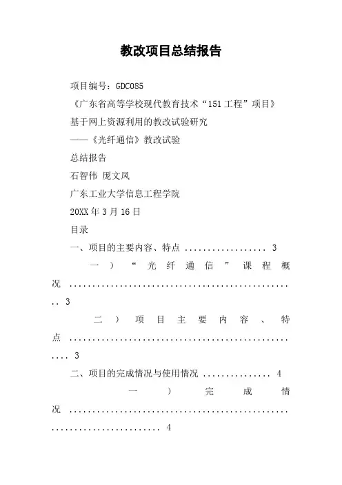 教改项目总结报告