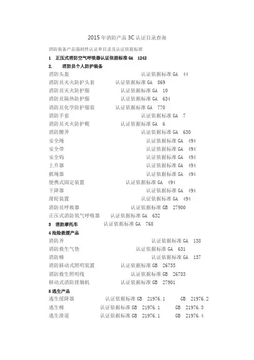 消防产品3C认证目录查询
