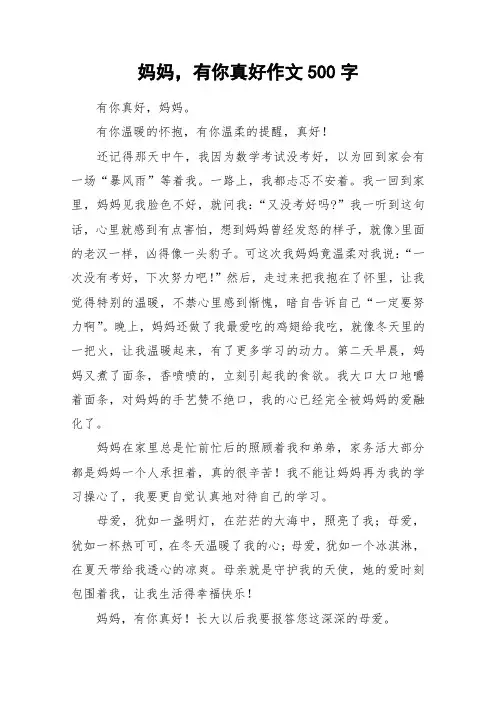 妈妈,有你真好作文500字_作文
