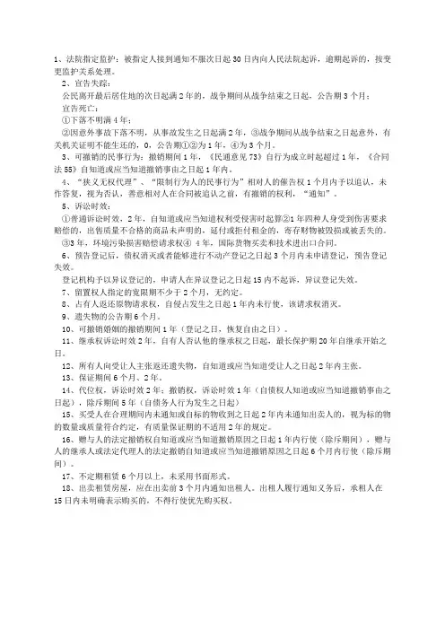 民法—18种时间知识点总结