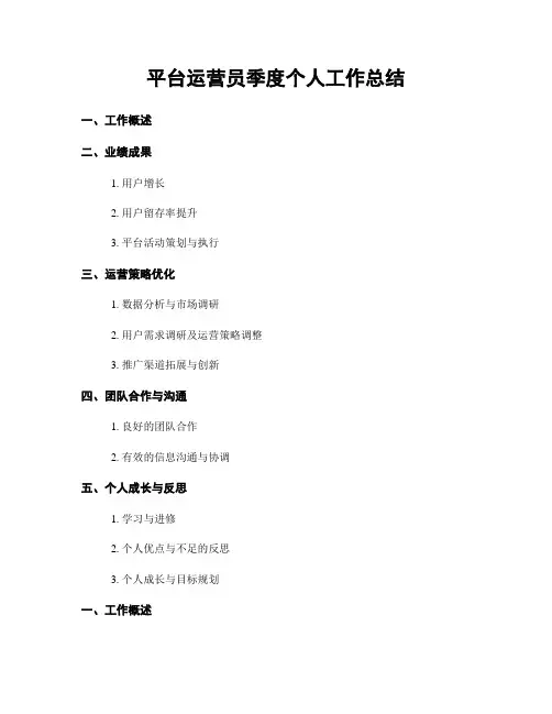 平台运营员季度个人工作总结