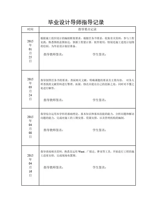 毕业设计导师指导记录