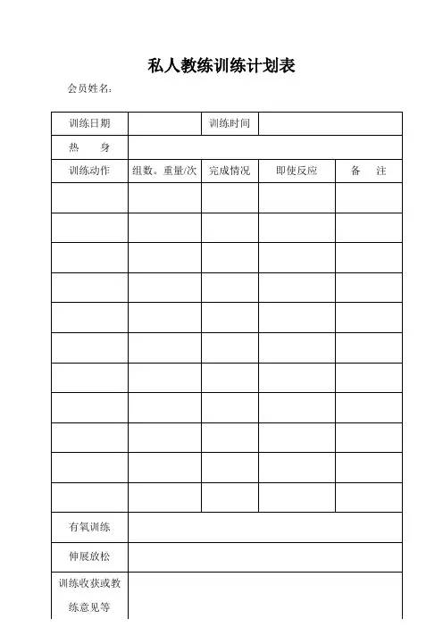 健身会馆会员训练计划表