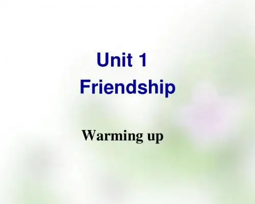 【人教版】高中英语必修一:Unit 1 Friendship Warming up课件