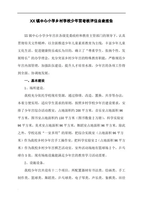 乡村学校少年宫考核评估自查报告