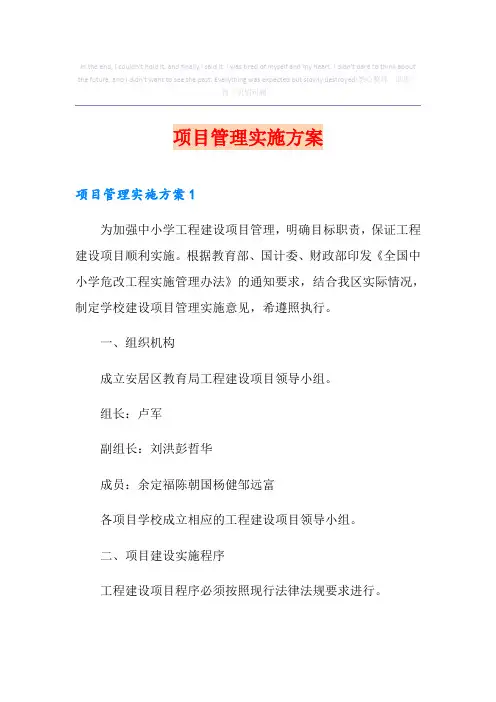 项目管理实施方案 2
