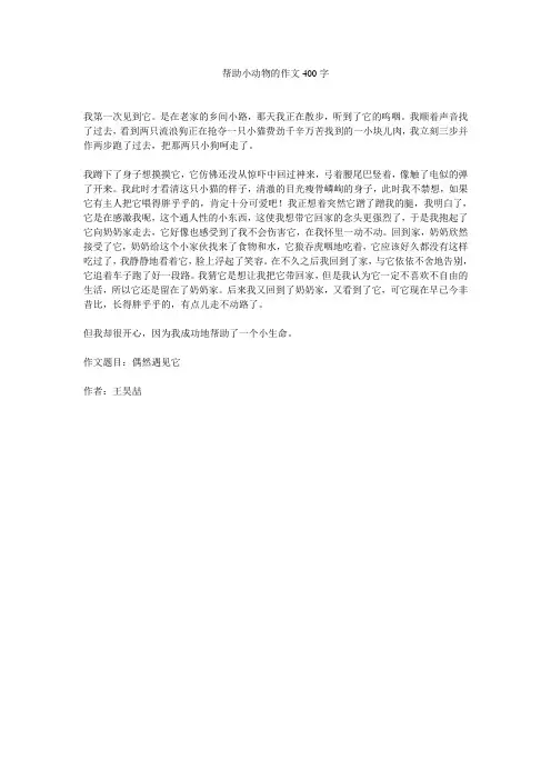 帮助小动物的作文400字