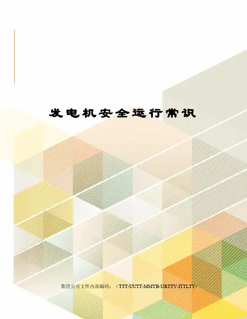 发电机安全运行常识