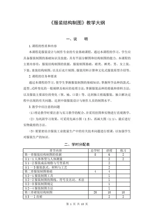 服装材料教学大纲
