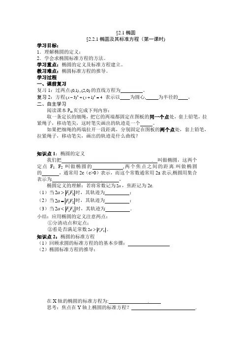 1椭圆的标准方程
