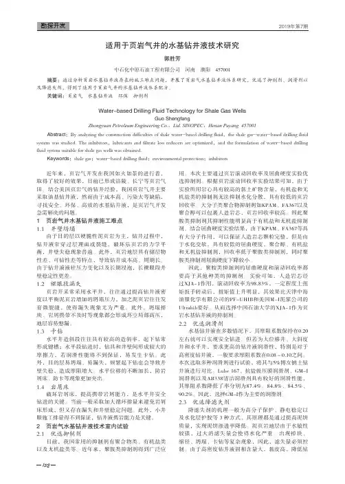 适用于页岩气井的水基钻井液技术研究