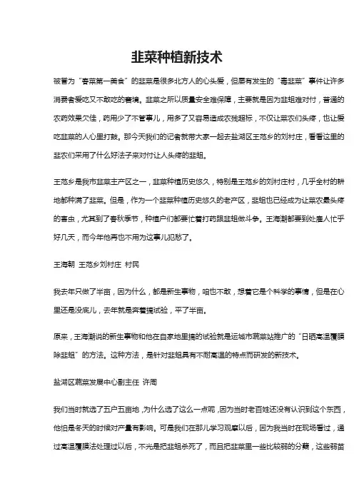 韭菜种植新技术