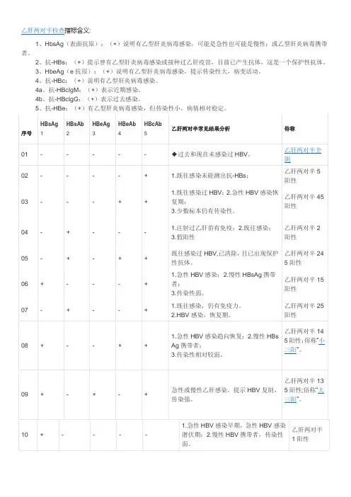 乙肝两对半临床意义