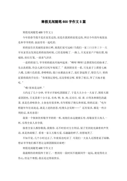 寒假见闻随笔600字作文5篇