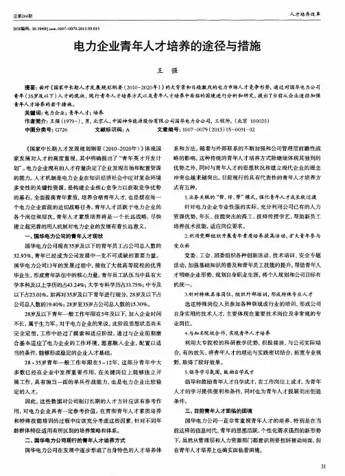 电力企业青年人才培养的途径与措施