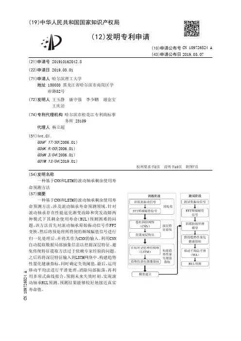 【CN109726524A】一种基于CNN和LSTM的滚动轴承剩余使用寿命预测方法【专利】