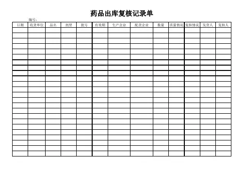 药品出库复核记录单