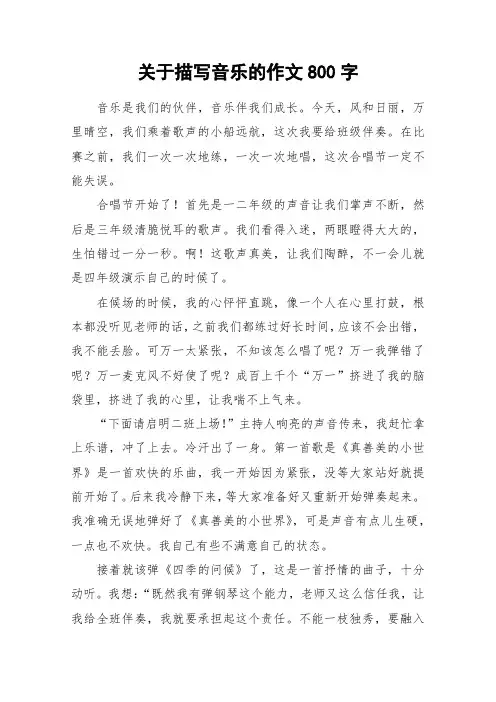 关于描写音乐的作文800字_作文