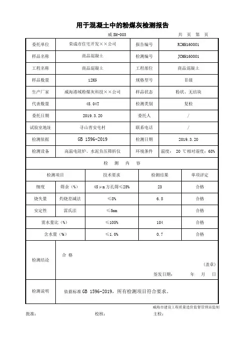 粉煤灰检测报告详解-共25页