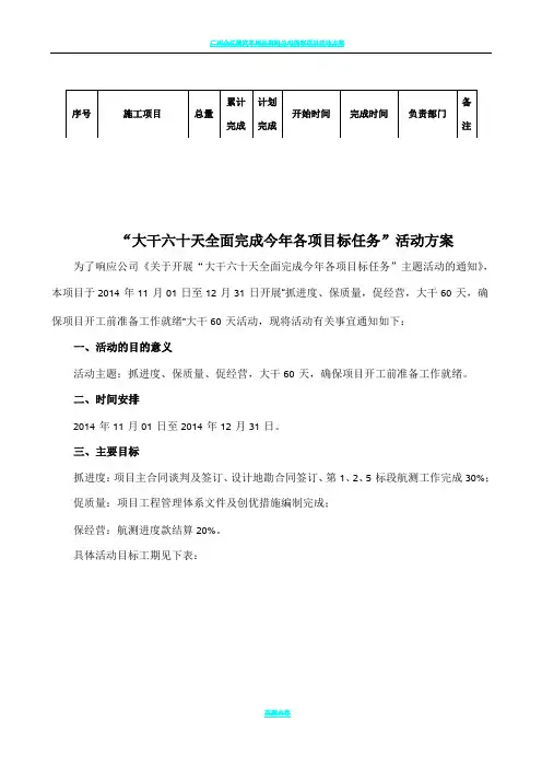 大干60天活动方案