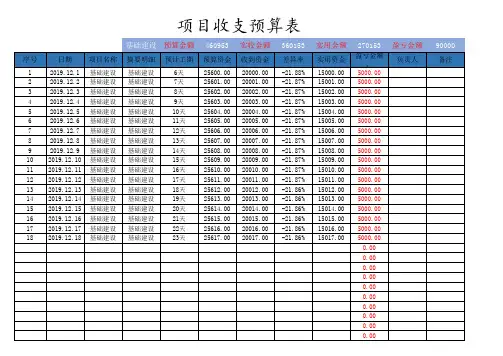 项目资金收支预算明细表