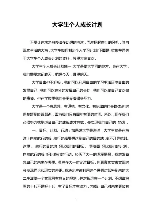 大学生个人成长计划