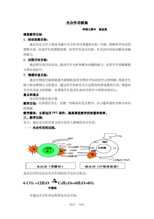 七年级(初一)生物光合作用教案