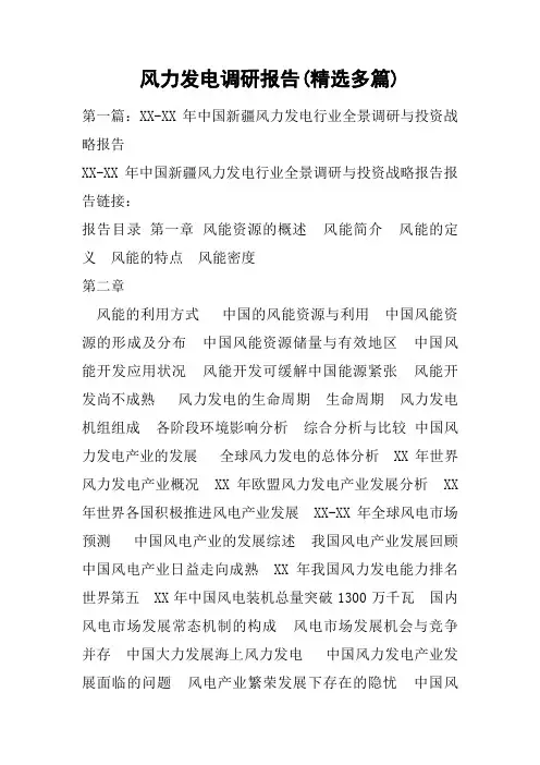 风力发电调研报告(精选多篇)