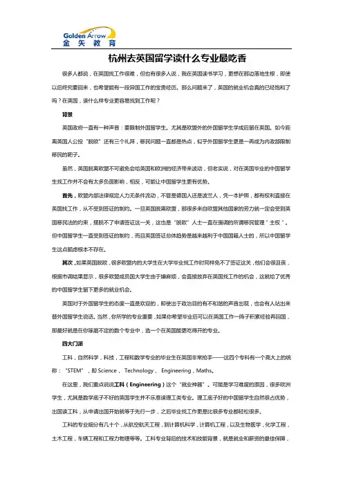 杭州去英国留学读什么专业最吃香