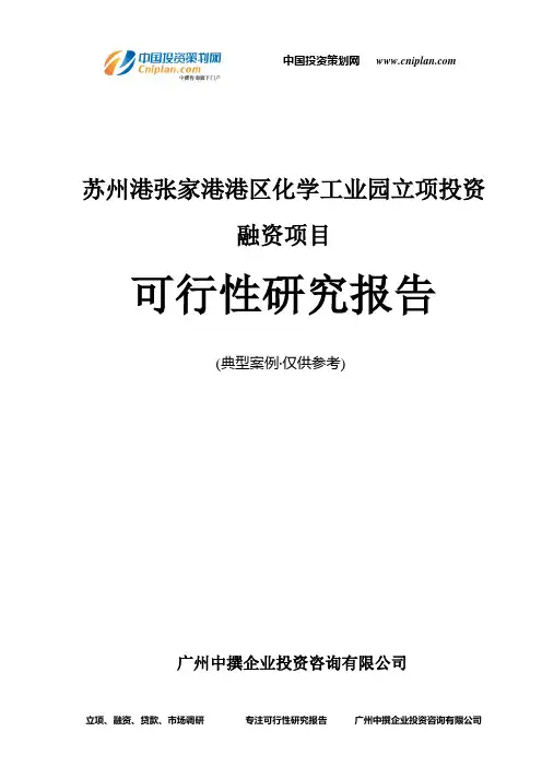 苏州港张家港港区化学工业园融资投资立项项目可行性研究报告(非常详细)