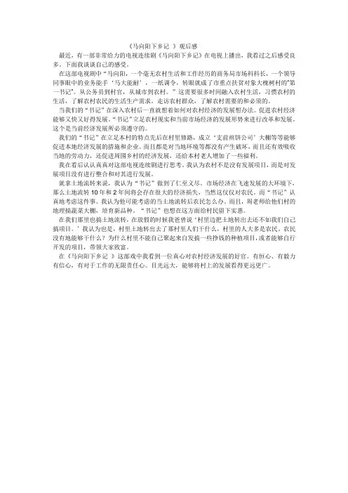 马向阳下乡记