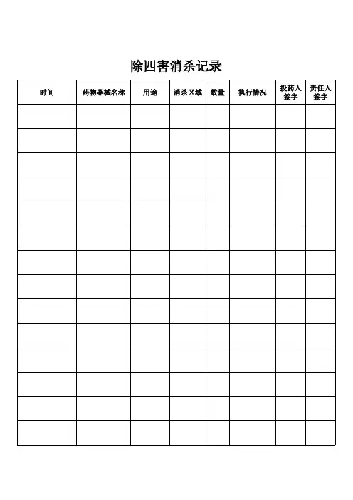 除四害消杀记录表(参考样表)
