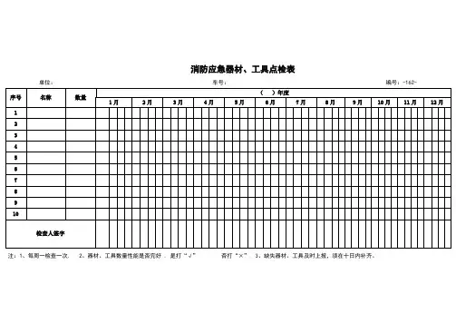 消防应急器材、工具点检表