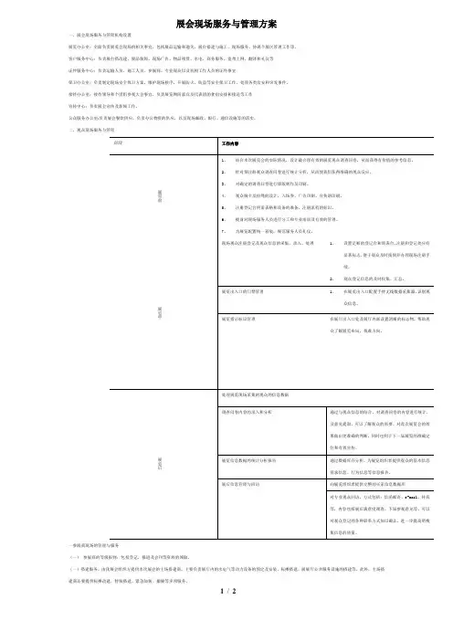 会展现场服务与管理方案 2