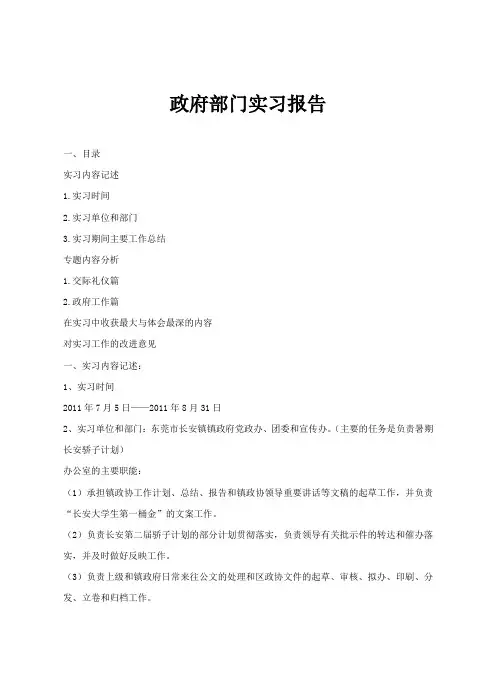 政府实习报告