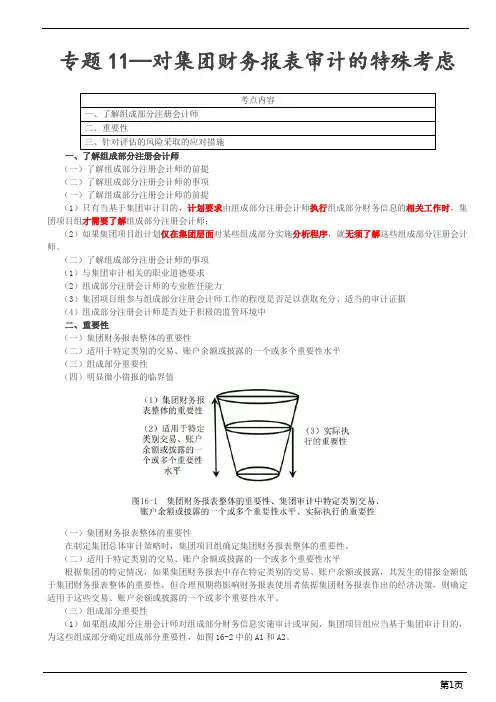 注册会计师综合阶段-《审计》专题11 对集团财务报表审计的特殊考虑(5页)