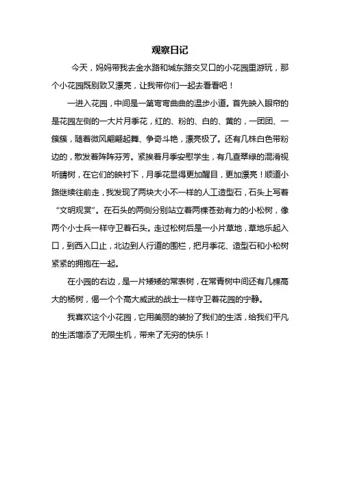 四年级作文：观察日记400字_1