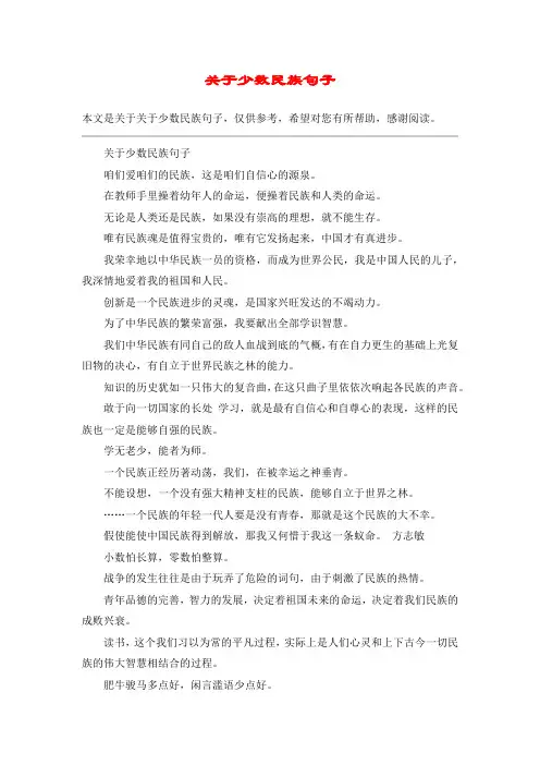 关于少数民族句子
