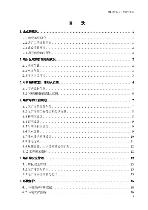 某尾矿库可行性研究报告