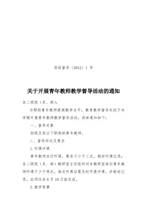 青年教师督导工作
